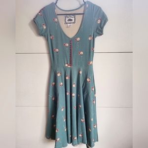 Effie's Heart Pocket Watch Button Dress Blue Red Sz Small with Pockets